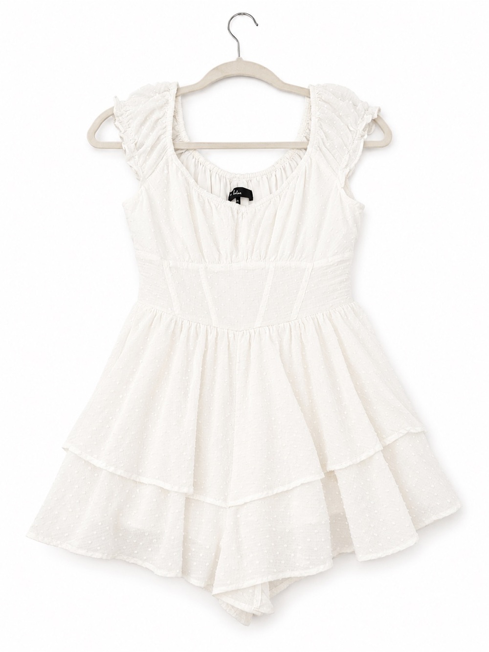 Lulu's Ivory Tiered Ruffle Romper Dress